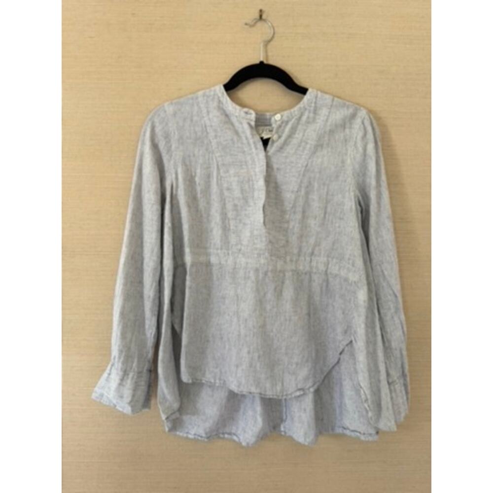 J.Crew Linen-Cotton Striped Popover Top – Size XS